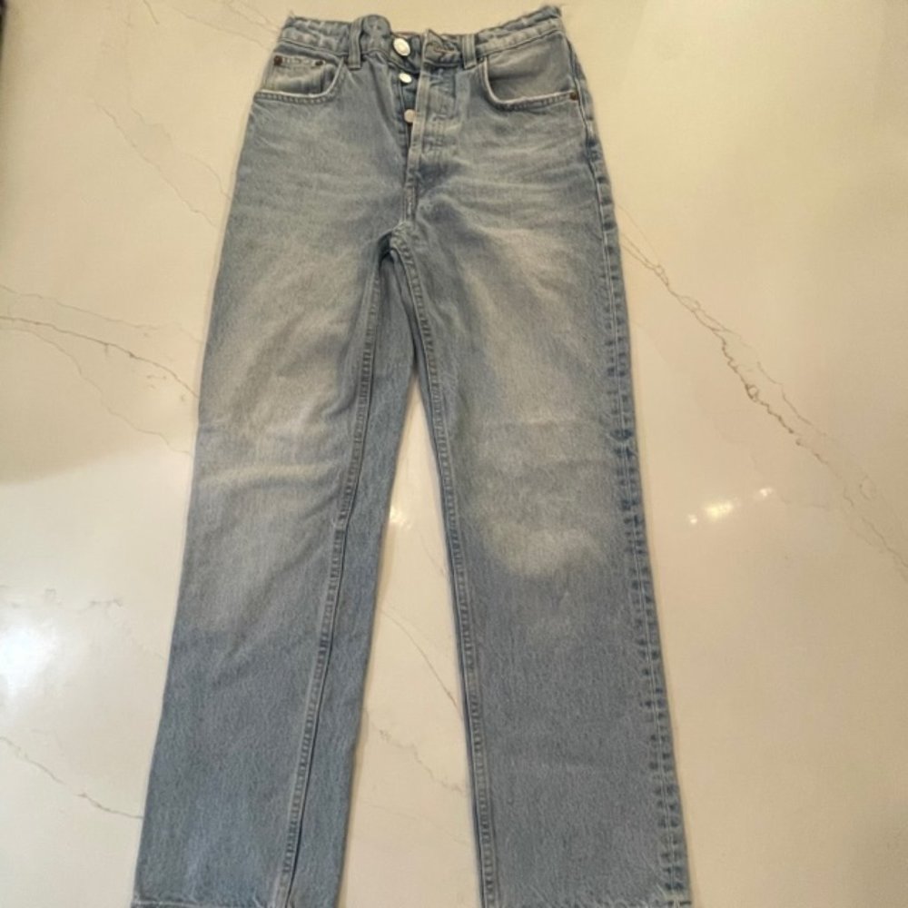 Zara buttonfly light blue jeans size USA 0